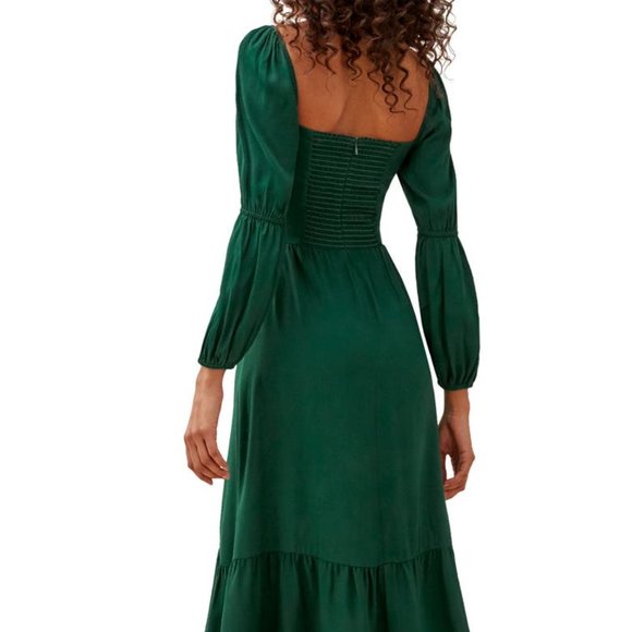 Reformation Mica Midi Dress in Emerald - Picture 2 of 11